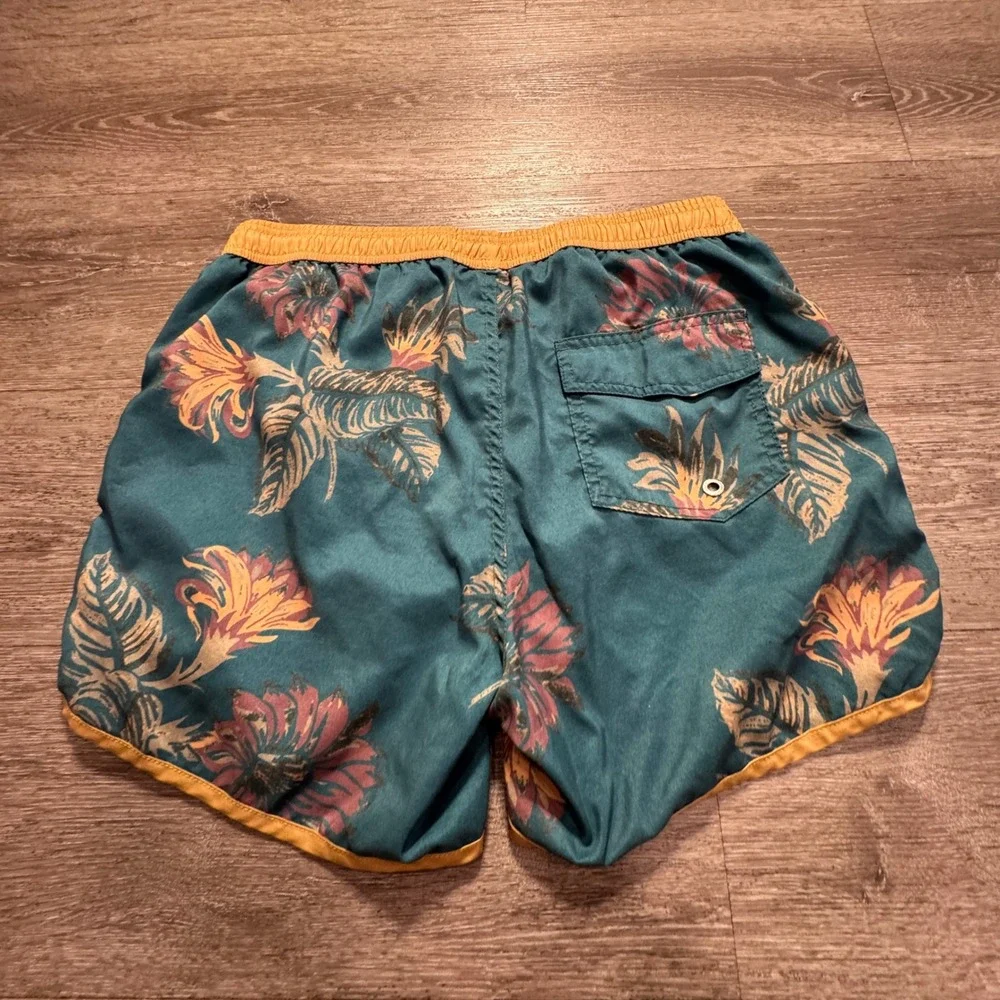 Maamgic Swim Trunks Mens Medium Blue Floral Mesh Lined Board Shorts Tropical